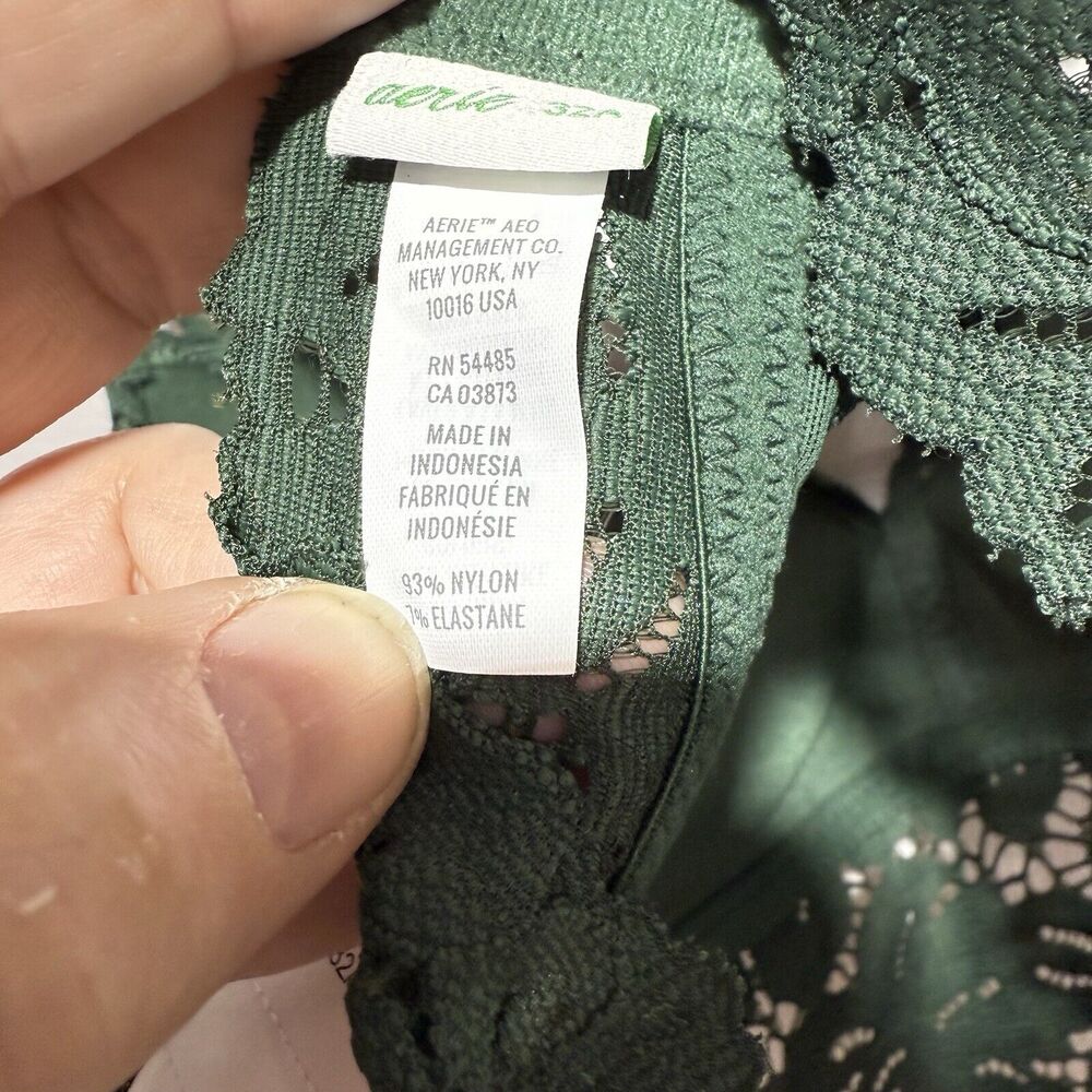 Aerie Real Happy Wireless Bra Green Lace Trim Size 34A - Picture 5 of 7